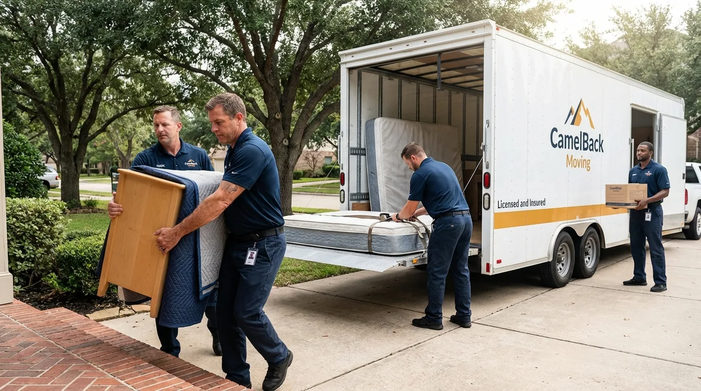 Crew loading residential truck for cross-state move from Leechburg, PA