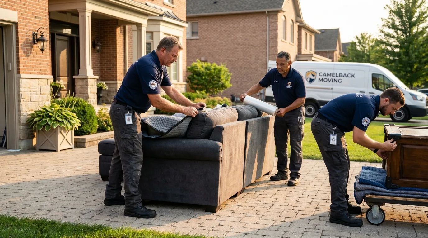 Large estate moving crew wrapping furniture in Leechburg, PA