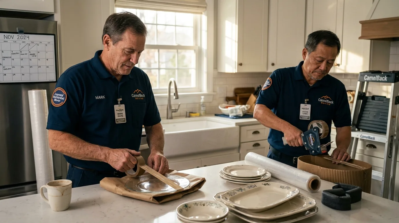 Professional crew packing kitchen dishware in Leechburg, PA